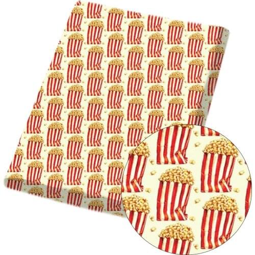 IBOWS Polyester Cotton Cloth Fabric Popcorn Burger Banana Beer Printed Fabric Handmade Crafts Garment Bag DIY Sewing 45*150cm/pc