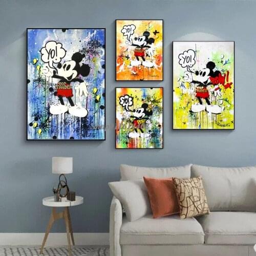 Disney Canvas Painting Classic Cartoon Anime Mickey Minnie Mouse Wall Art Poster Prints Pictures for Kids Living Room Home Decor