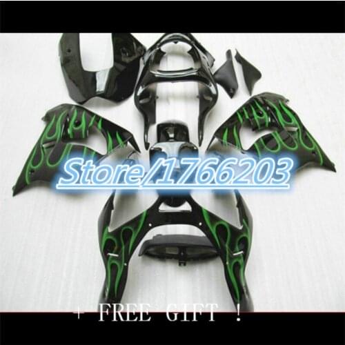 HIGH green flames+Body For KAWASAKI NINJA ZX9R 02-03 02 03 ZX-9R ZX 9R 9 R ZX9 R 02 03 2002 2003 Fairing set