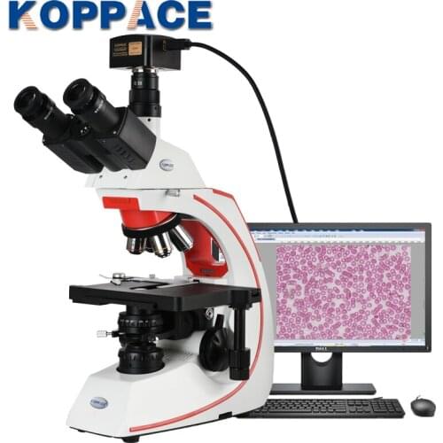 KOPPACE 40X-1600X 18 Million Pixels Research-Grade Compound Lab Electronic Microscope Can Take Pictures Videos and Measure