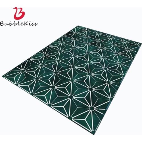 Bubble Kiss Customized Rug for Bedroom Nordic Style Green Geometric Pattern Living Room Decor Carpet Non-Slip Area Rug Door Mat