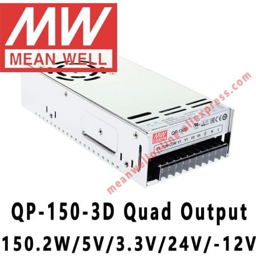 Mean Well QP-150-3D meanwell 5V/3.3V/24V/-12V DC 150.2W Quad Output with PFC Function Power Supply online store