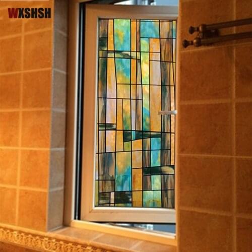 Multicolor phantom Window film Stained drop-shipping PVC sliding door stickers bathroom window film opaque glass paper raamfolie