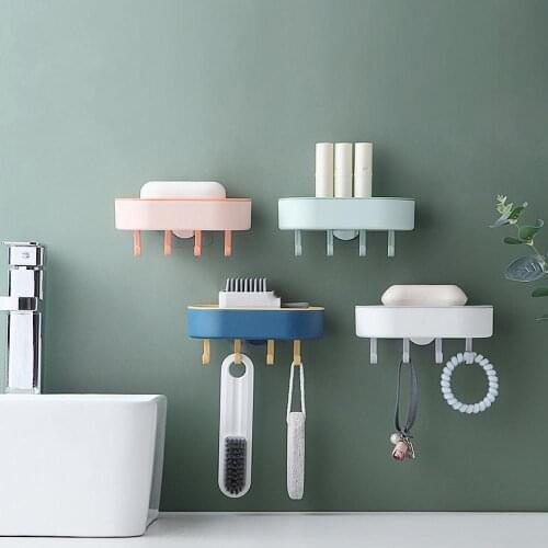 Bathroom Punch-free Wall-mounted Toilet Draining Soap Box Multi-Function Shelf