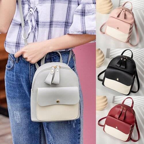 Fashion Girls PU Leather Cute Small Travel Shoulder Crossbody Zipper Bag Travel College School Backpack