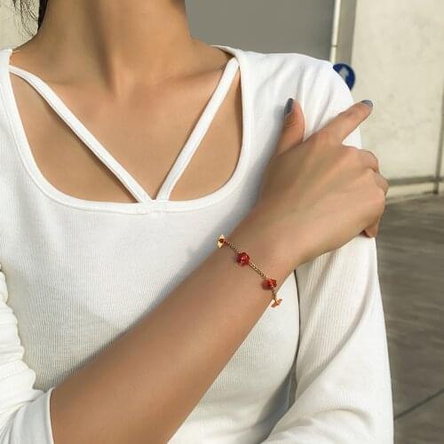 Fashionable Simple Sequined Flower Single Layer Bracelet Personality Handmade Metal Chain Bracelet Trendy Womens Jewelry 2021