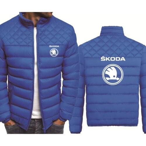 Mens Zip Jacket Skoda Car Logo Printing Casual High Quality Spring Autumn Cotton Thicken Warm Wool Fleece Mens Jacket