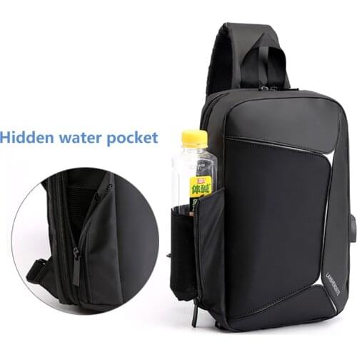 2021 Fashion Sling Bag for Men Anti-theft Mens Shoulder Bag Water Bottle USB Messenger Mens Cross Body Bag Bandolera Hombre