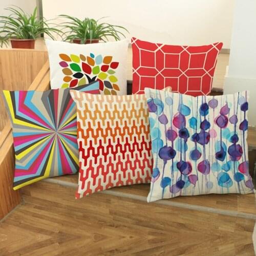 Outdoor Backyard Throw Pillows Floor Decorative Cushion Cover Window Decoration Pillowcase Linen Cotton Geometrics Fatansy