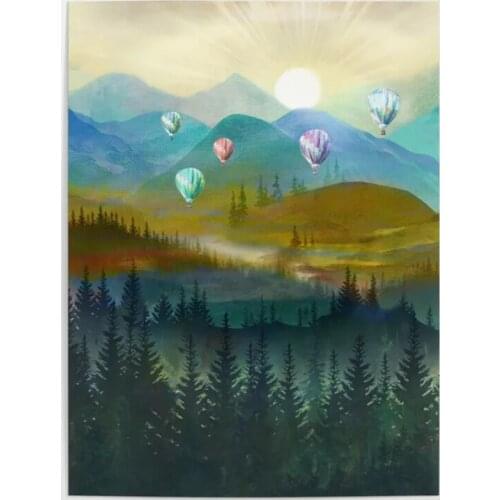 Wall Art Cartoon Natural Scenery Canvas Painting HD Printed Pictures Home Decor Living Room Modular Mountain Poster Framework
