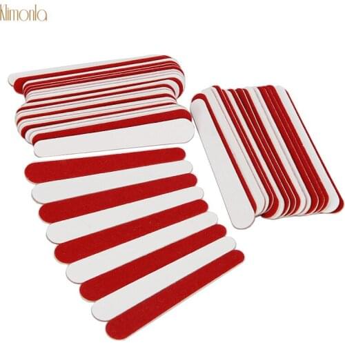 New Wooden Nail Files Double Side 500pcs/lot Red White Nail Art Sanding Files Buffer For Salon Manicure UV Gel Polisher Tool