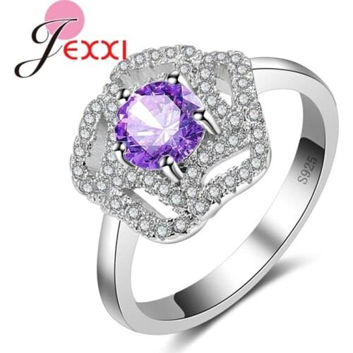 Charm Women Rings Vintage Fashion Hollow Out Cubic Zirconia 925 Sterling Silver Ring For Female Brides Wedding Ring Gift