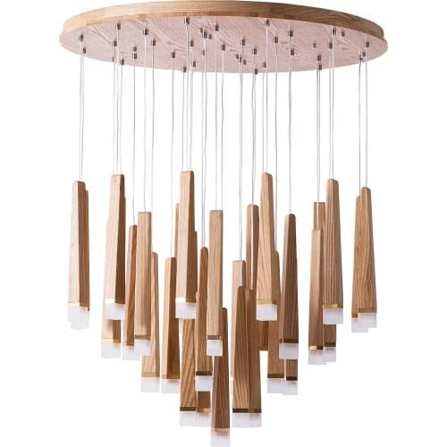 Solid Wooden personality creative simplicity restaurant Nordic LED single head solid wood long stick match pendant lights MZ126