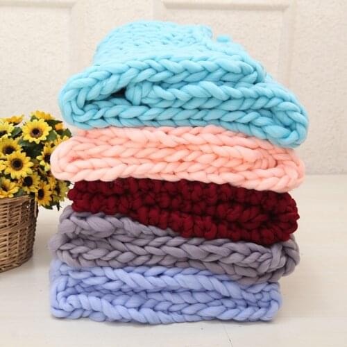 Polyester Thick Knitted Blanket Home Decor For Photography Drop Shipping Hand Yarn Knitted Blanket Throwmats Pillows Blankets