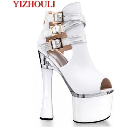 Popular fashion single code female shoes fashion runway model with 18 cm high heels