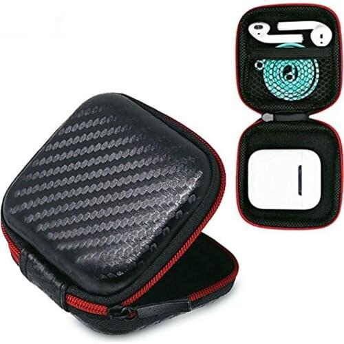 Portable Case for Headphones Case Mini Zippered Square Storage Hard Bag Headset Box Protection for Earphone Case SD TF Cards