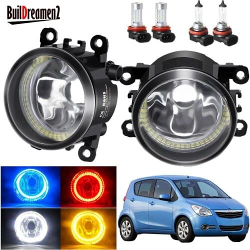 Angel Eye Fog Light Assembly For Opel Agila (B) (H08) Hatchback 2008-2015 Car Front Bumper Fog Lamp with Halo Ring DRL 20W 12V