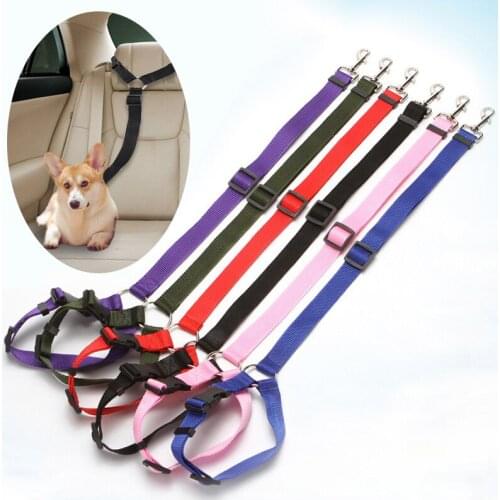 Pet Dog Cat Seat Belt Adjustable Nylon Harness Leash Outdoor Travel Car Safety Traction Rope Pet Universal Practical Supplies