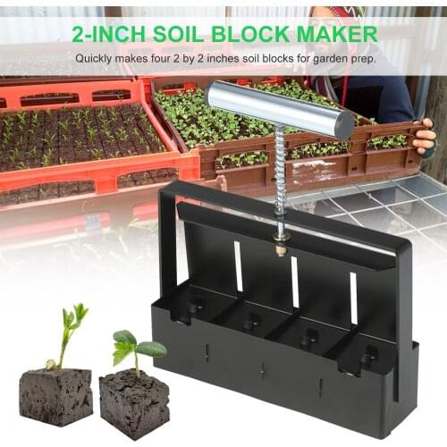 KKmoon Garden Dibble Handheld Soil Blocker 2-Inch Soil Block Maker Soil Blocking Tool with Dibbles label for Garden Prep