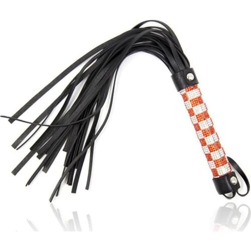 Sex Toys Leather Diamonds Whips Black Leather Bright Diamonds Flirting Leather Whip