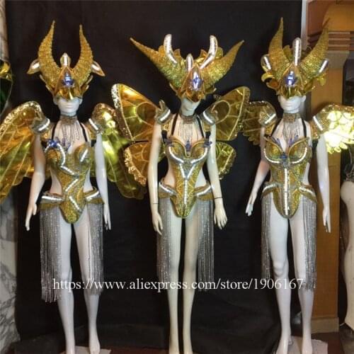 Led Luminous Carnival Evening Dress Wings Catwalk DS Ballroom Costume Stage Performance Dance DJ Singer Cosplay TV Show Clothes