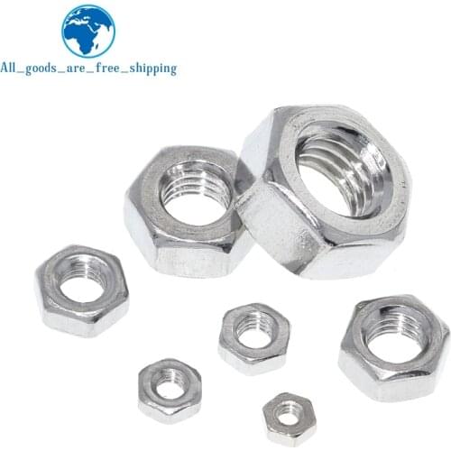 TZT 10pcs/lot Metric thread DIN934 M2 M2.5 M3 M4 M5 M6 M8 304 Stainless Steel Hex Nuts