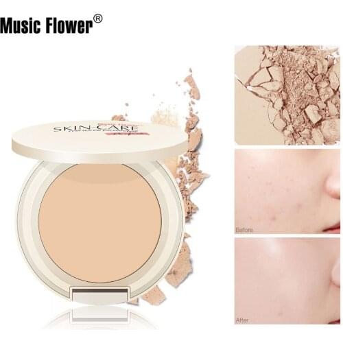 Music Flower Double Repair Concealer Powder Makeup Moisturizing Concealer Makeup Foundation Skin Color Cosmetic Gift for Women