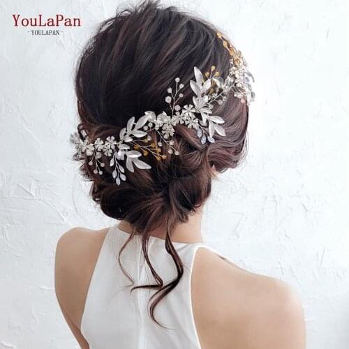 YouLaPan HP278 Elaegant Alloy Leaf Crystal Headpieces for Bride Headbands Wedding Party Sparkle Rhinestones Wedding Headbands
