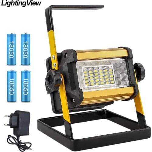 Rechargeable 50W Spotlights Work Lights Outdoor Camping Light LED Projector Reflector Bouwlamp Construction Lamp With Charger