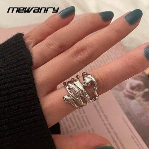 Mewanry 925 Sterling Silver Rings for Women New Fashion Elegant Creative Irregular Multilayer Curve Party Jewelry Birthday Gifts