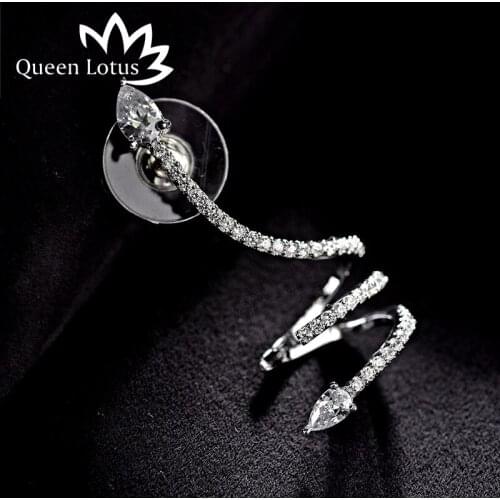 Ladies new fashion mini flash 2017 AAA unique zircon serpentine earrings anti-allergic personality no ear earrings Jewelry gift