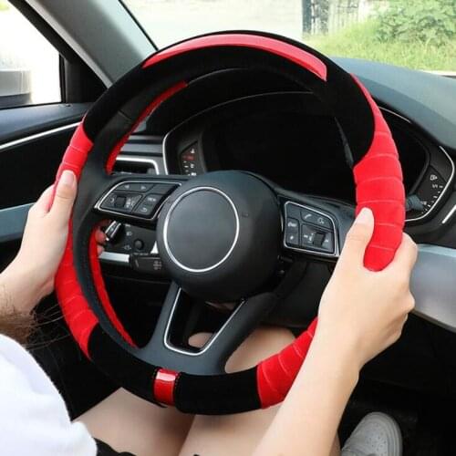 Winter Soft Short Plush Steering Wheel Cover for 37-38cm Steering Wheel Auto Interior Accessories