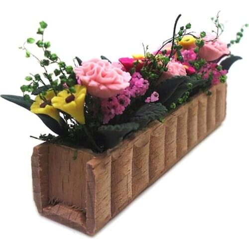 1 Set 1:12 Doll House Miniature Flowers Garden Flower Beds Ornament Mini Potted Plant Flowers Pot