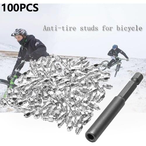 100pcs Snow Chains Tire Spikes Studs 4x9mm Winter Wheel Lugs Car Tires Studs Screw Tyre Snow Chains Studs with Tool Kit