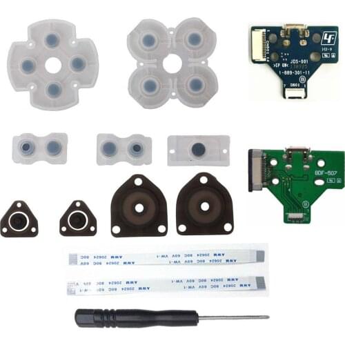 12/14pin Charging USB charger board+12/14pin Power Switch Ribbon Lighter Cable+1 Set Silicone Conductive pad For PS4 Controller