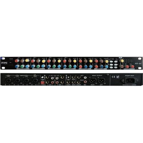 1U Rack MR-8X A Digital Audio Mixer Console Speaker Amplifier Microphone