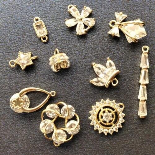 2pcslot gold inlaid zircon pendant pendant diy handmade material necklace bracelet accessory