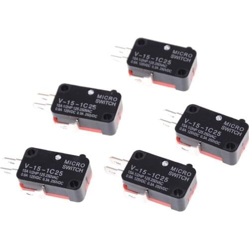 5pcs/lot 250V 16A Microwave Oven Door Arcade Cherry Push Button SPDT 1 NO 1 NC Micro Switch V-15-1C25