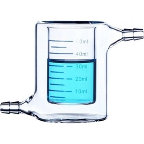 50mL Jacket Glass Beaker Lab Chemistry Jacketed Vessel