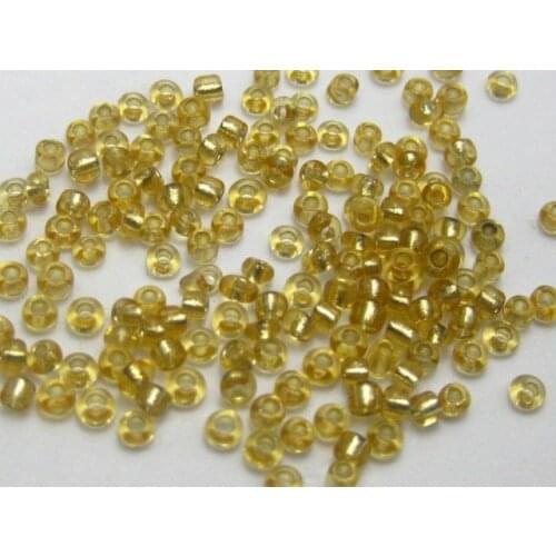 5000 Glass Seed Beads 2mm silver lined Champagne + Storage Box