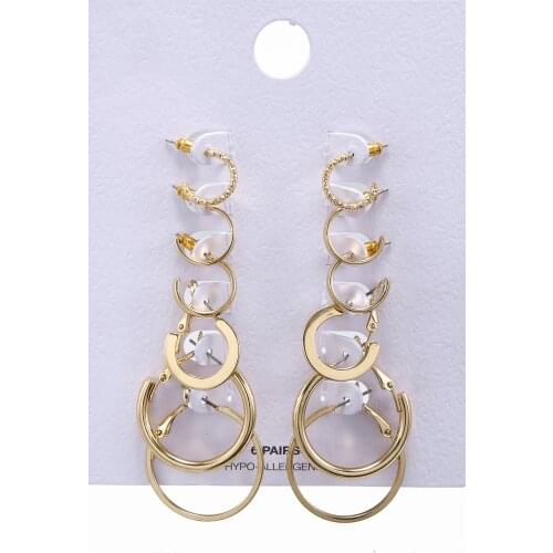 6Pairs/Set Women Earrings Set Big Circle Earring Fashion Jewelry Earrings for Women Girls Steampunk Ear Hoop Korean Earrings