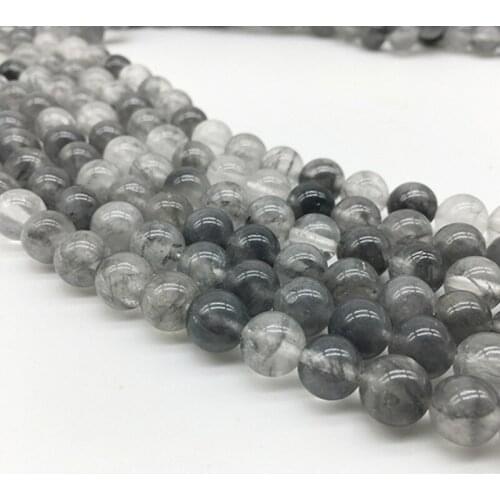 1 Strand Rutilated Quartz Beads Natural Black Crystal Spacer Beads DIY Jewelry Making 4 6 8 10 12mm Strand Loose Beads Material