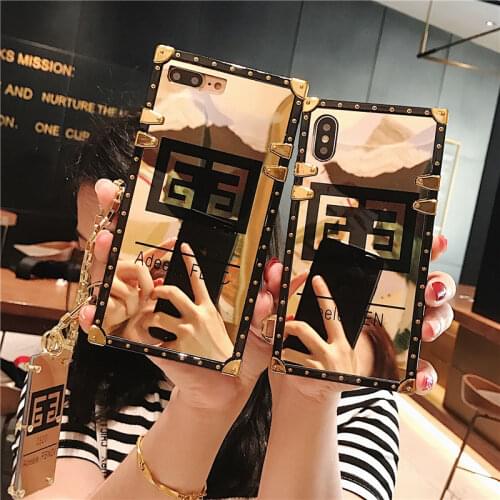 Luxury Fashion brand square high quality Wriststrap Phone Case For iPhone 11 Pro X 10 XR XS MAX 7 8 Plus Samsung Cover