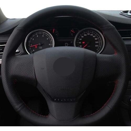 DIY Genuine Leather Steering Wheel Cover For Citroen C3 C3-XR 2015-2019 C4 2016-2019 Peugeot 408 2014-2019 Traveller 2016-2019