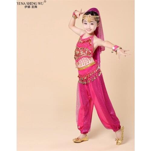 Kids Belly Dance Costumes Set Oriental Dance Costumes 2/8pcs Belly Dancing Cloth Wear Egyptian Bollywood Indian Kids Bellydance