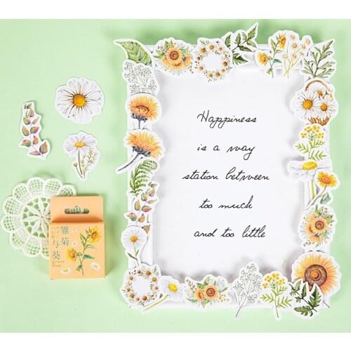 46Pcs/Pack Flower Travel Diary Decorative Stickers Bullet Journal Plant Scrapbooking Material Planner Office Stationery for Girl