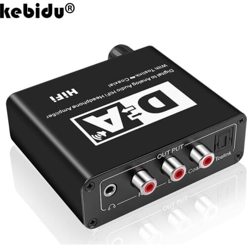 Kebidu Converters Coaxial Toslink Digital Audio Signals to Analog L/R audio Digital to Analog Converter Stereo Audio Adapter
