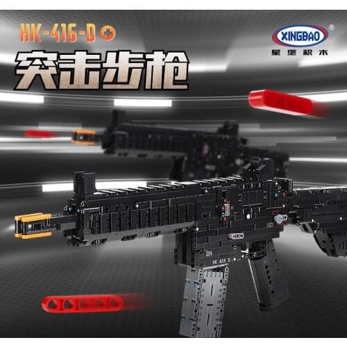 Military Technical Series Guns Assault Rifle Can Fire Bullets Set HK416D Model Building Blocks Bricks Toys For Boys DIY Gifts