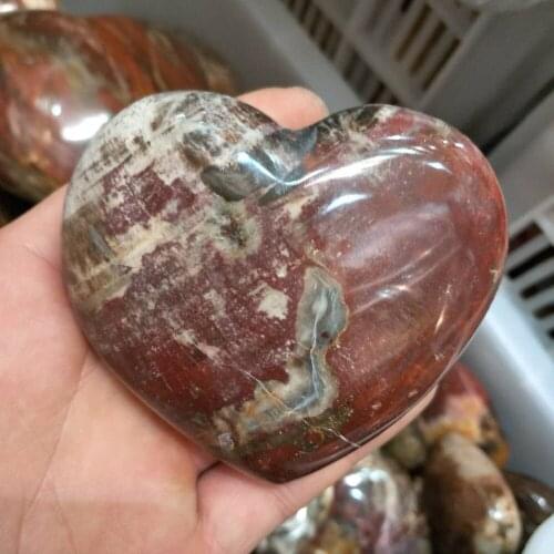 2019 hot 70MM 100% Natural Petrified Wood Fossil heart Polished Specimen Madagascar Free shipping
