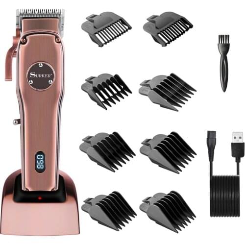 SURKER Electric Mens Hair Clippers Professional Hair Trimmer Hair Cutting Machine with 8 Guide Combs